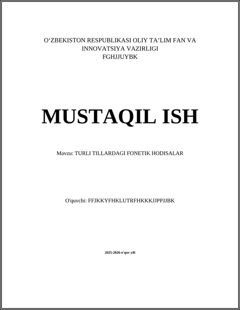 TURLI TILLARDAGI FONETIK HODISALAR