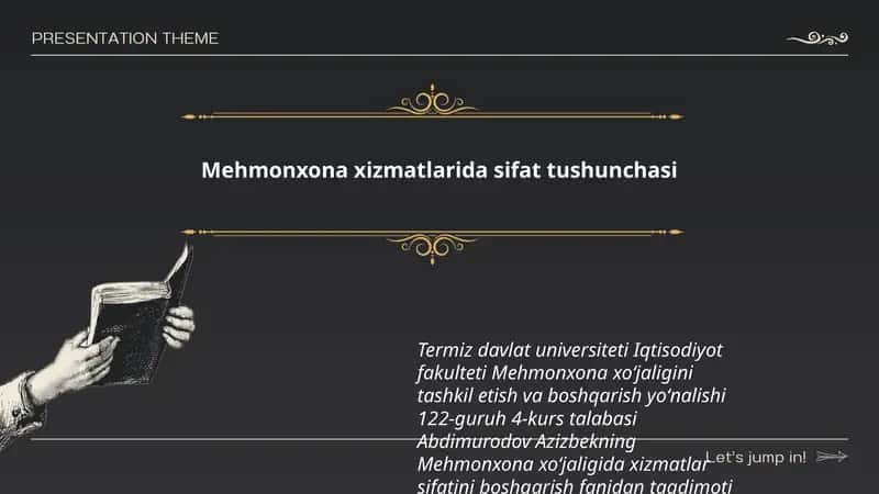 Mehmonxona xizmatlarida sifat tushunchasi