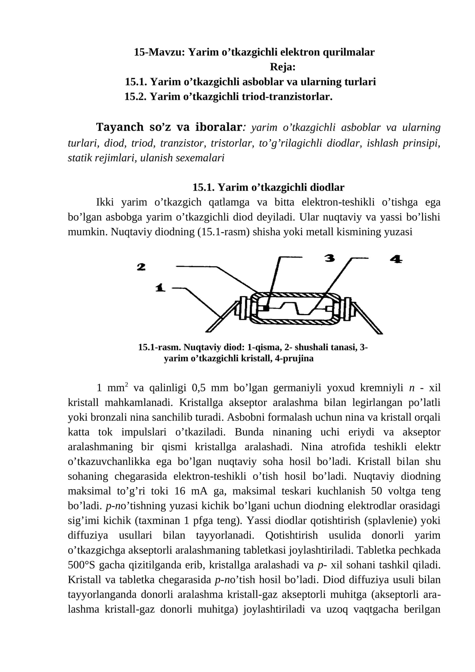 Yarim o’tkazgichli elektron qurilmalar