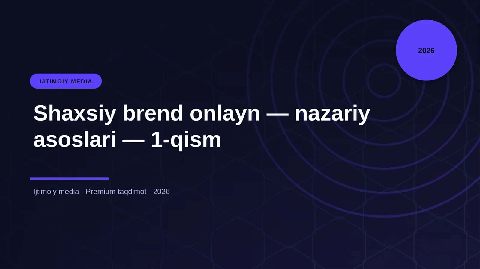 Shaxsiy brend onlayn — nazariy asoslari — 1-qism
