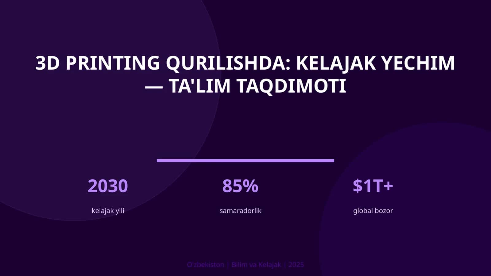 3D printing qurilishda: kelajak yechim — ta'lim taqdimoti
