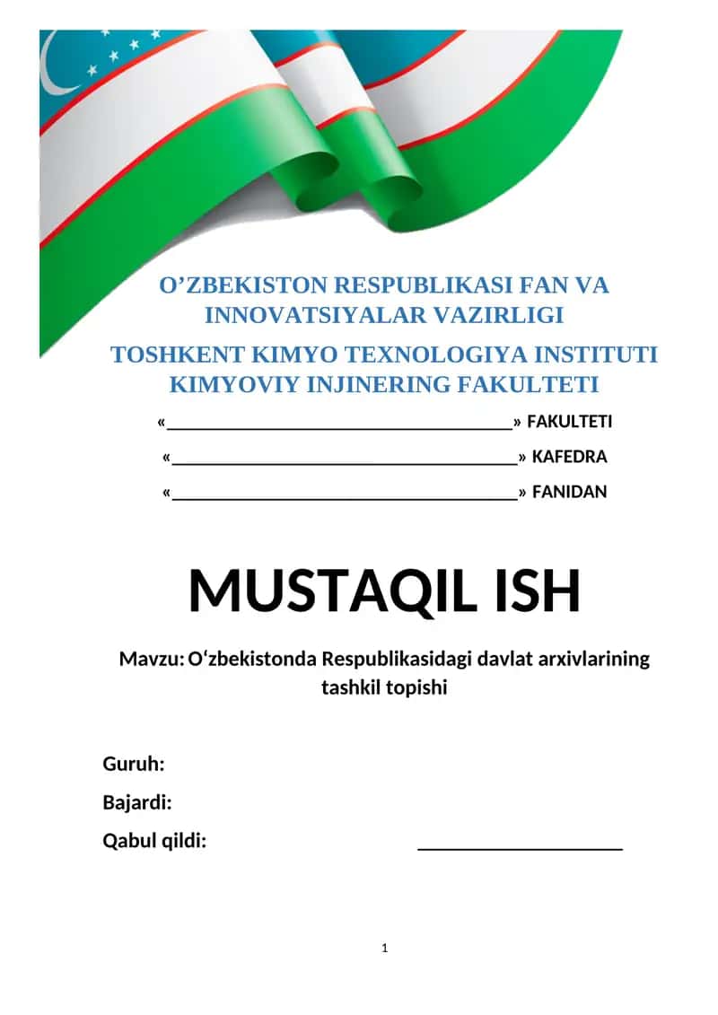 O‘zbekistonda Respublikasidagi davlat arxivlarining tashkil topishi