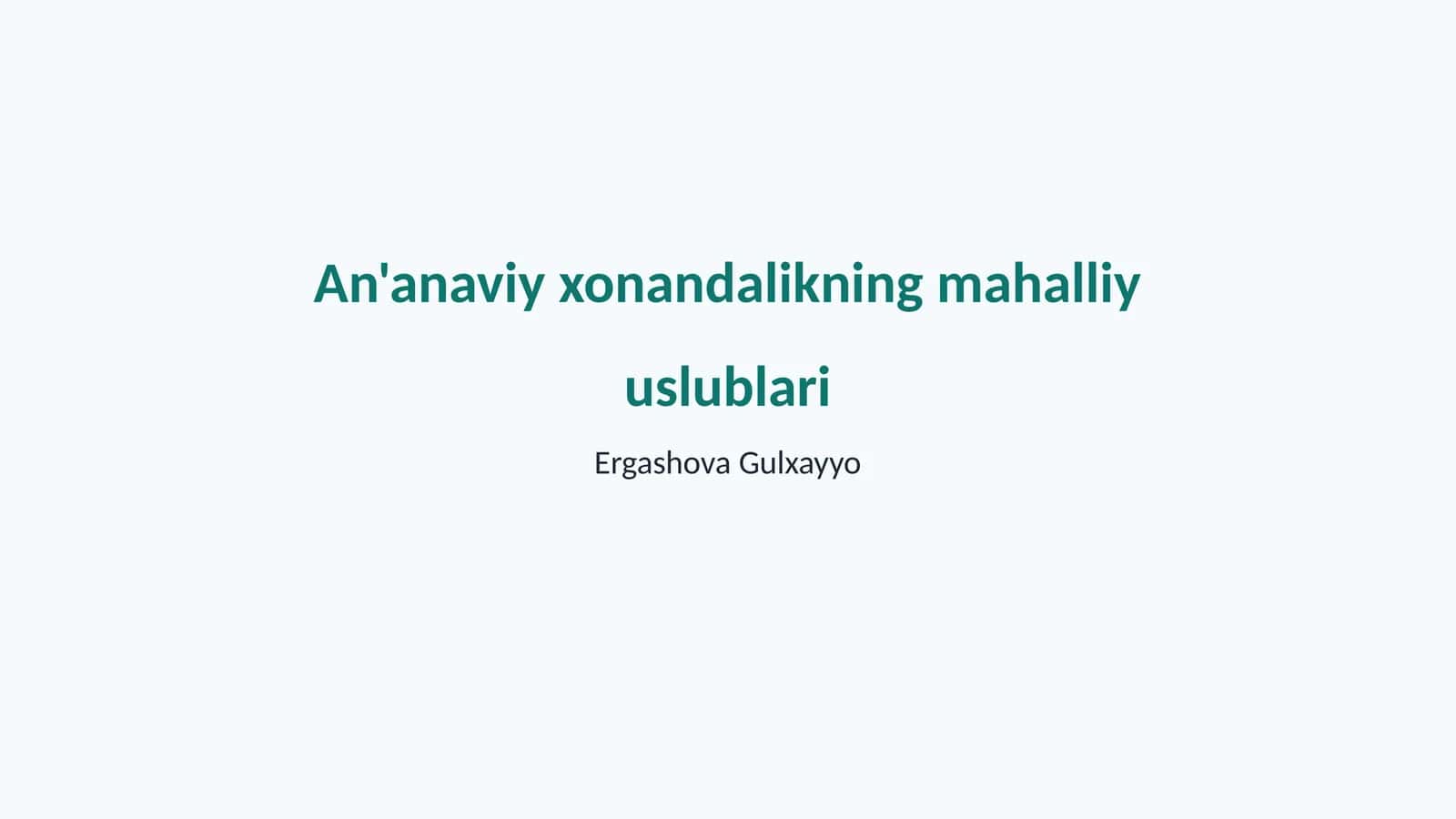 An'anaviy xonandalikning mahalliy uslublari