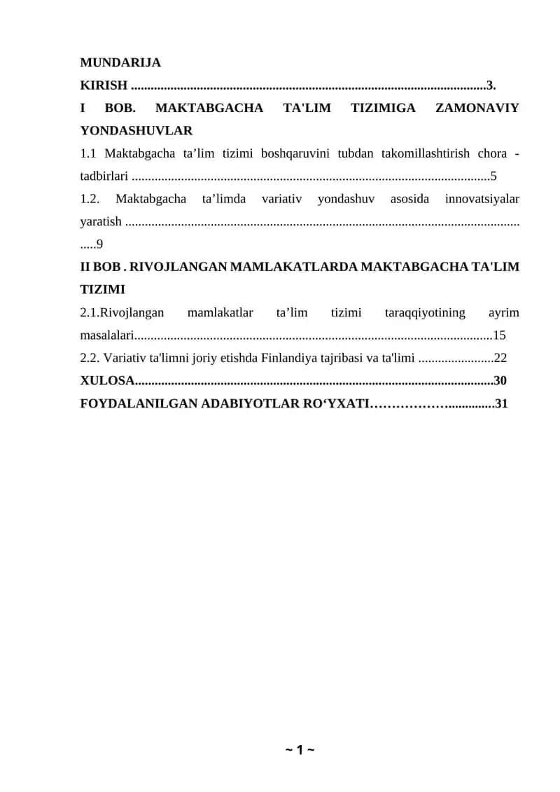 Maktabgacha Ta'lim Tizimi