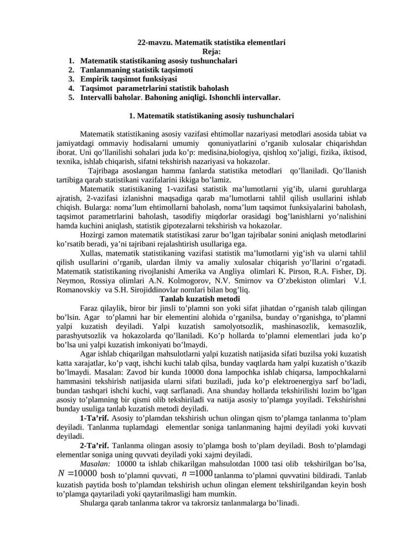 Matematik statistika elementlari