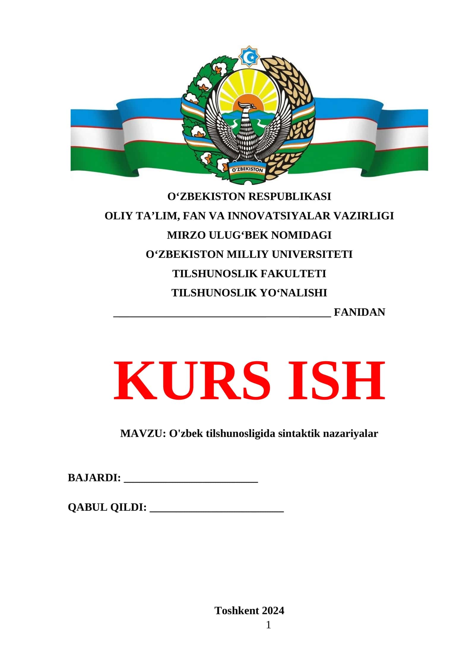 O'zbek tilshunosligida sintaktik nazariyalar