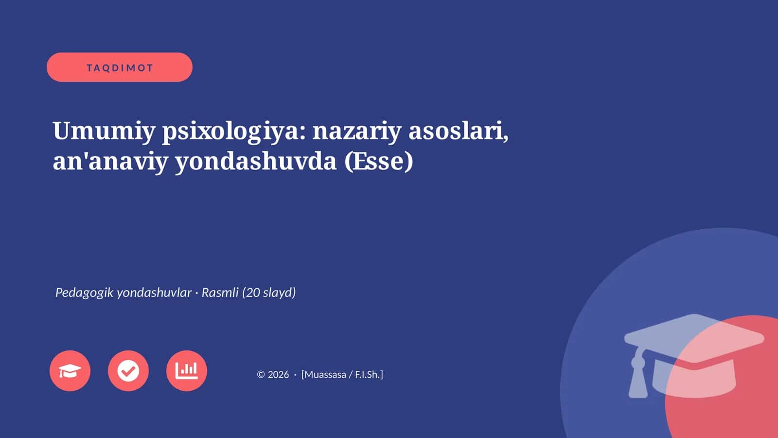 Umumiy psixologiya: nazariy asoslari, an'anaviy yondashuvda (Esse)