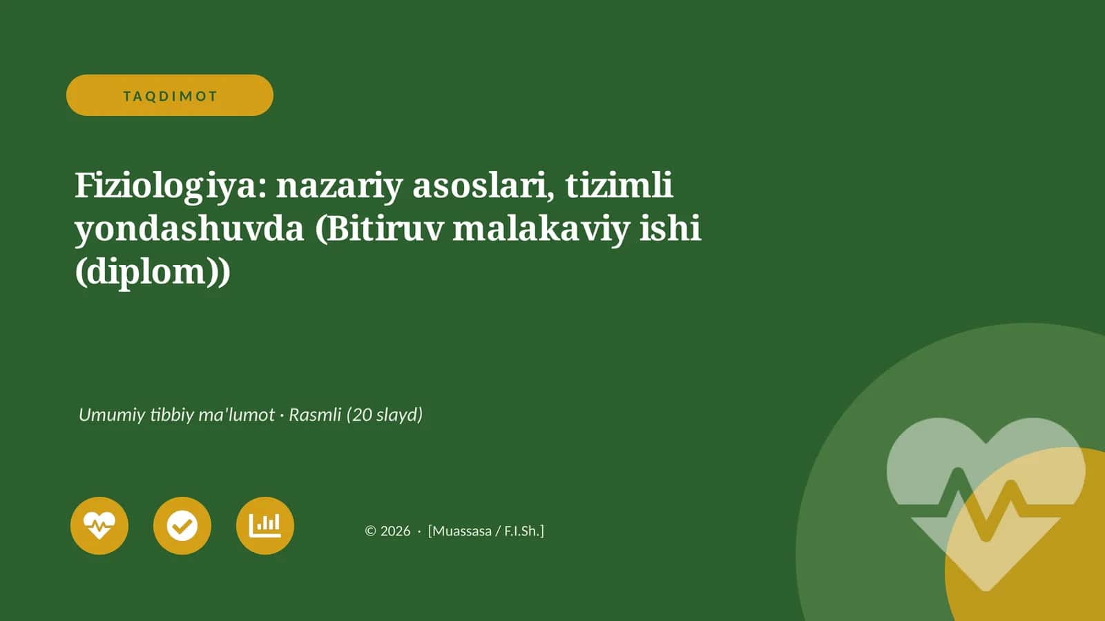 Fiziologiya: nazariy asoslari, tizimli yondashuvda (Bitiruv malakaviy ishi (diplom))