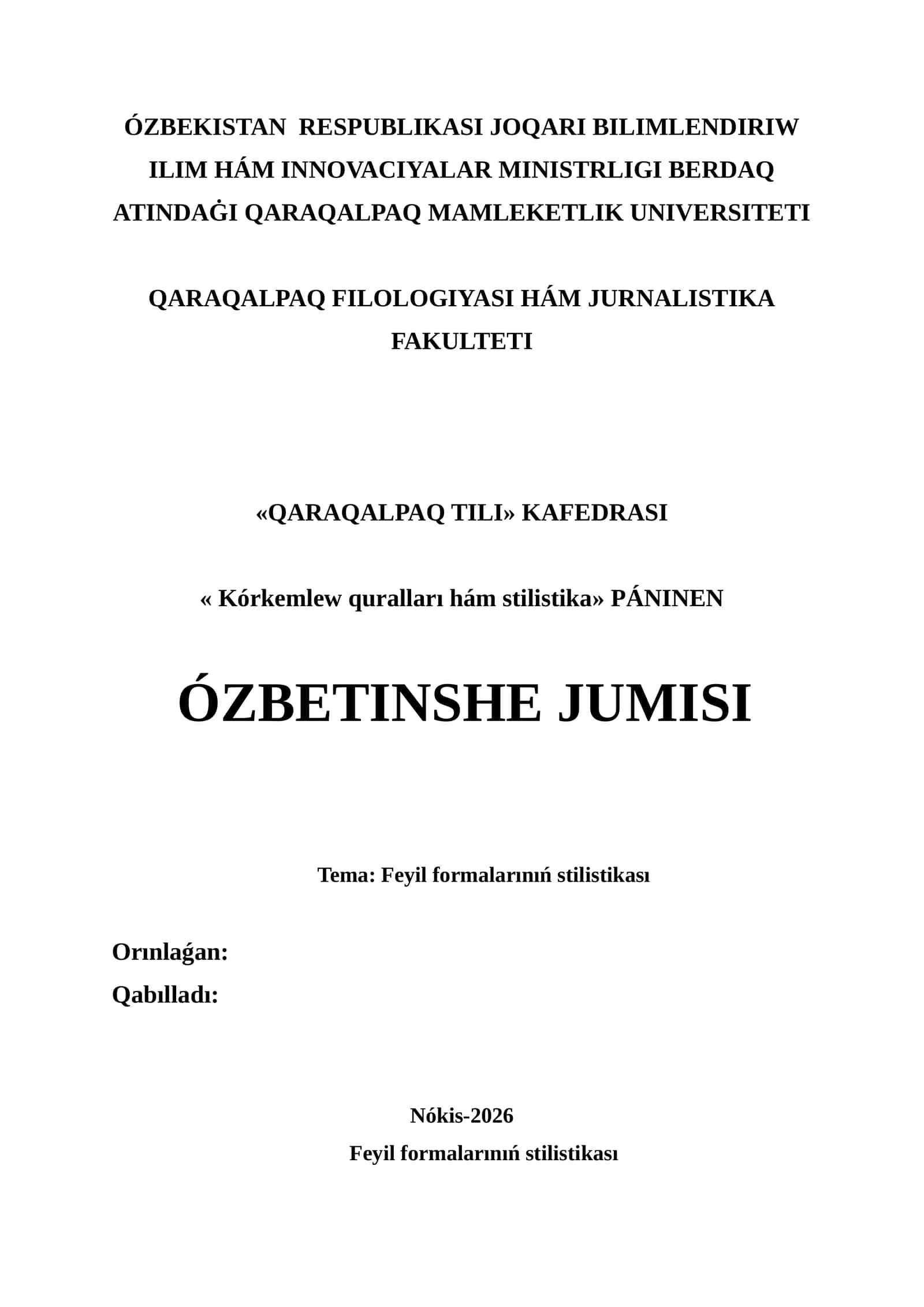 Kórkemlew quralları hám stilistika