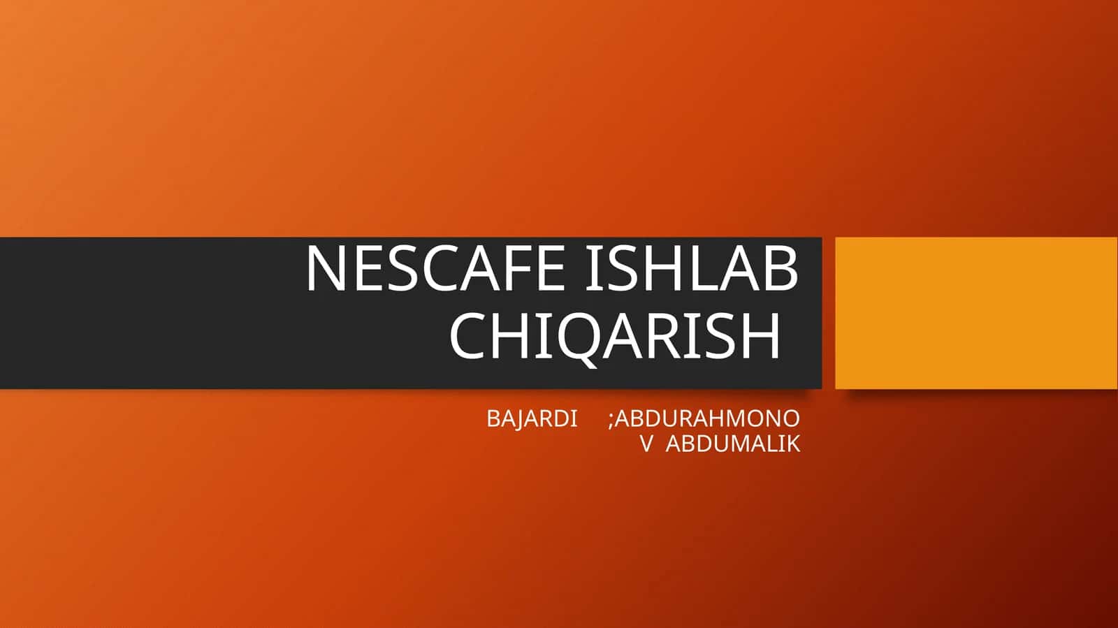 NESCAFE ISHLAB CHIQARISH