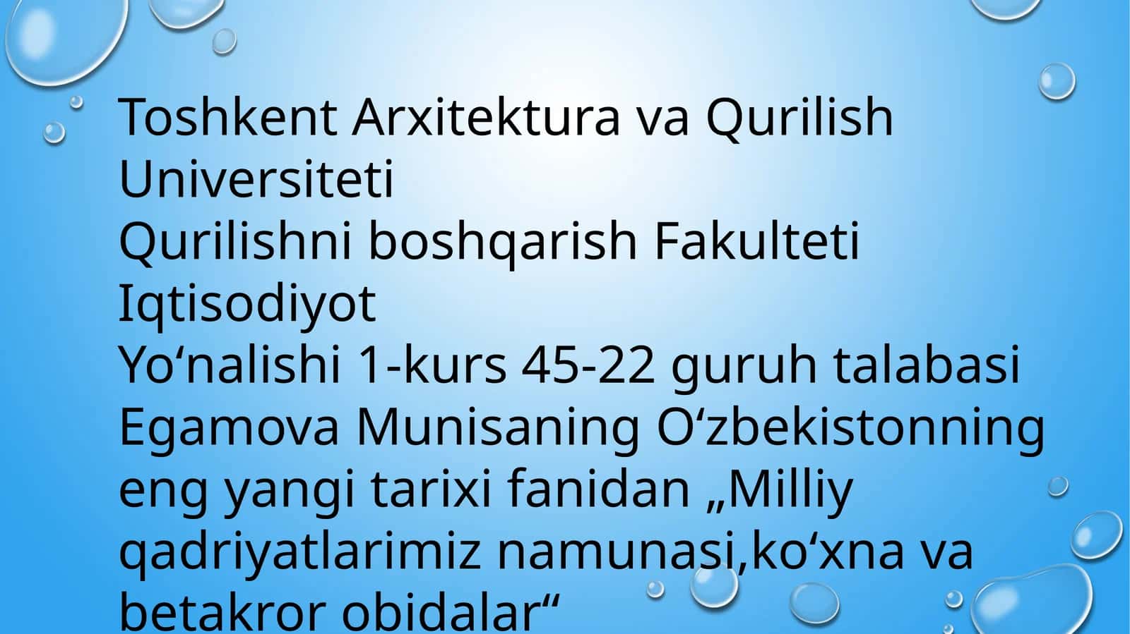 Milliy qadriyatlarimiz namunasi