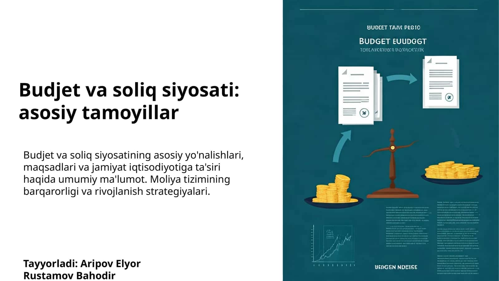 Budjet va soliq siyosati: asosiy tamoyillar