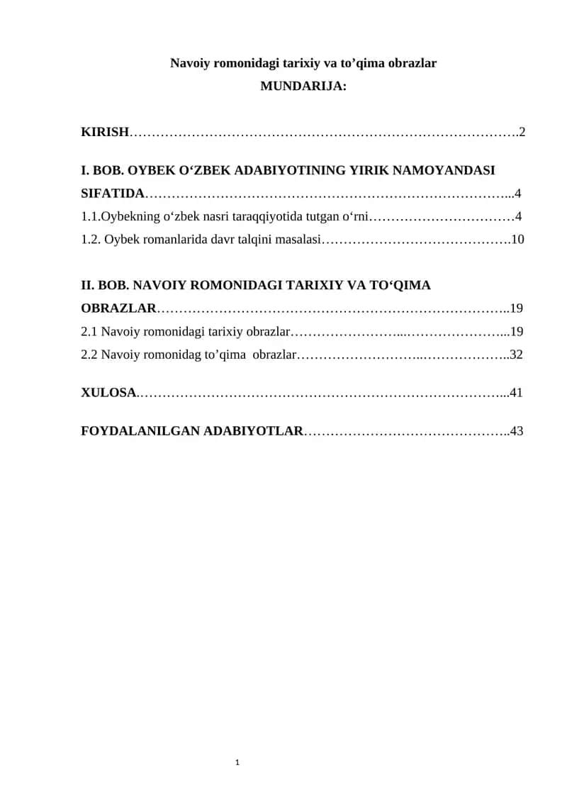 Navoiy romonidagi tarixiy va to’qima obrazlar