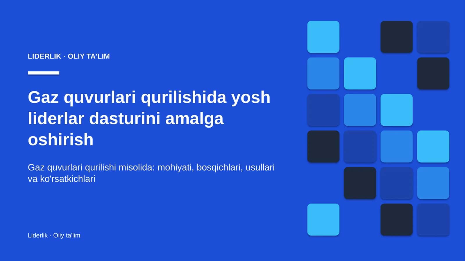 Gaz quvurlari qurilishida yosh liderlar dasturini amalga oshirish