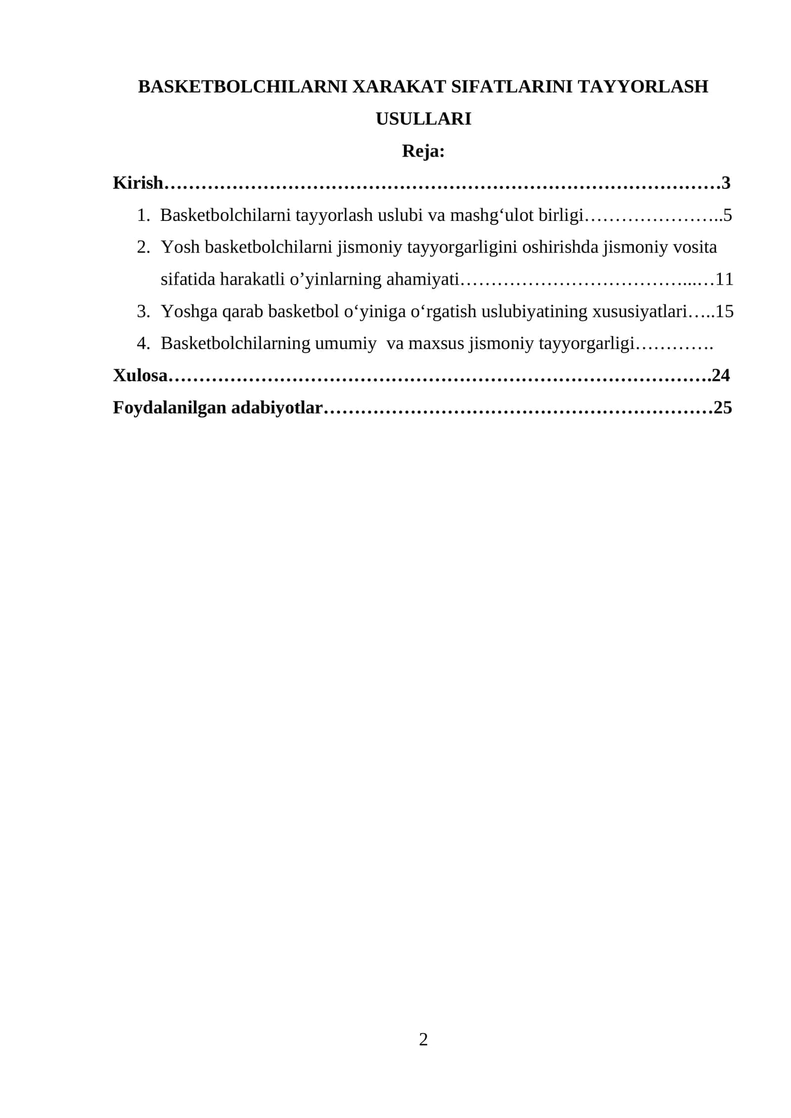 BASKETBOLCHILARNI XARAKAT SIFATLARINI TAYYORLASH USULLARI
