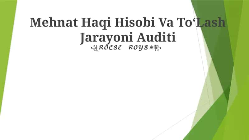 Mehnat Haqi Hisobi Va To‘Lash Jarayoni Auditi