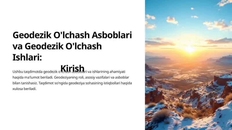 Geodezik O'lchash Asboblari va Geodezik O'lchash Ishlari