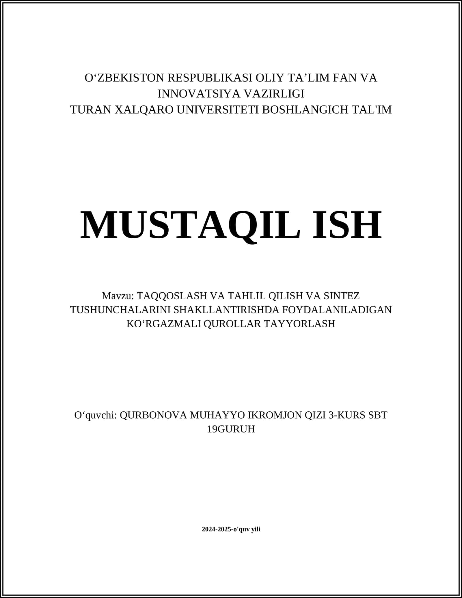 TAYYORLASHDA FOYDALANILADIGAN KO‘RGAZMALI QUROLLAR