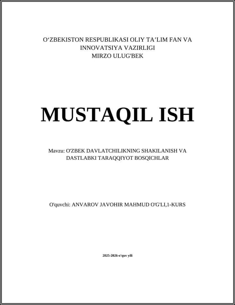 O‘zbekiston Davlatchilik Tarixi