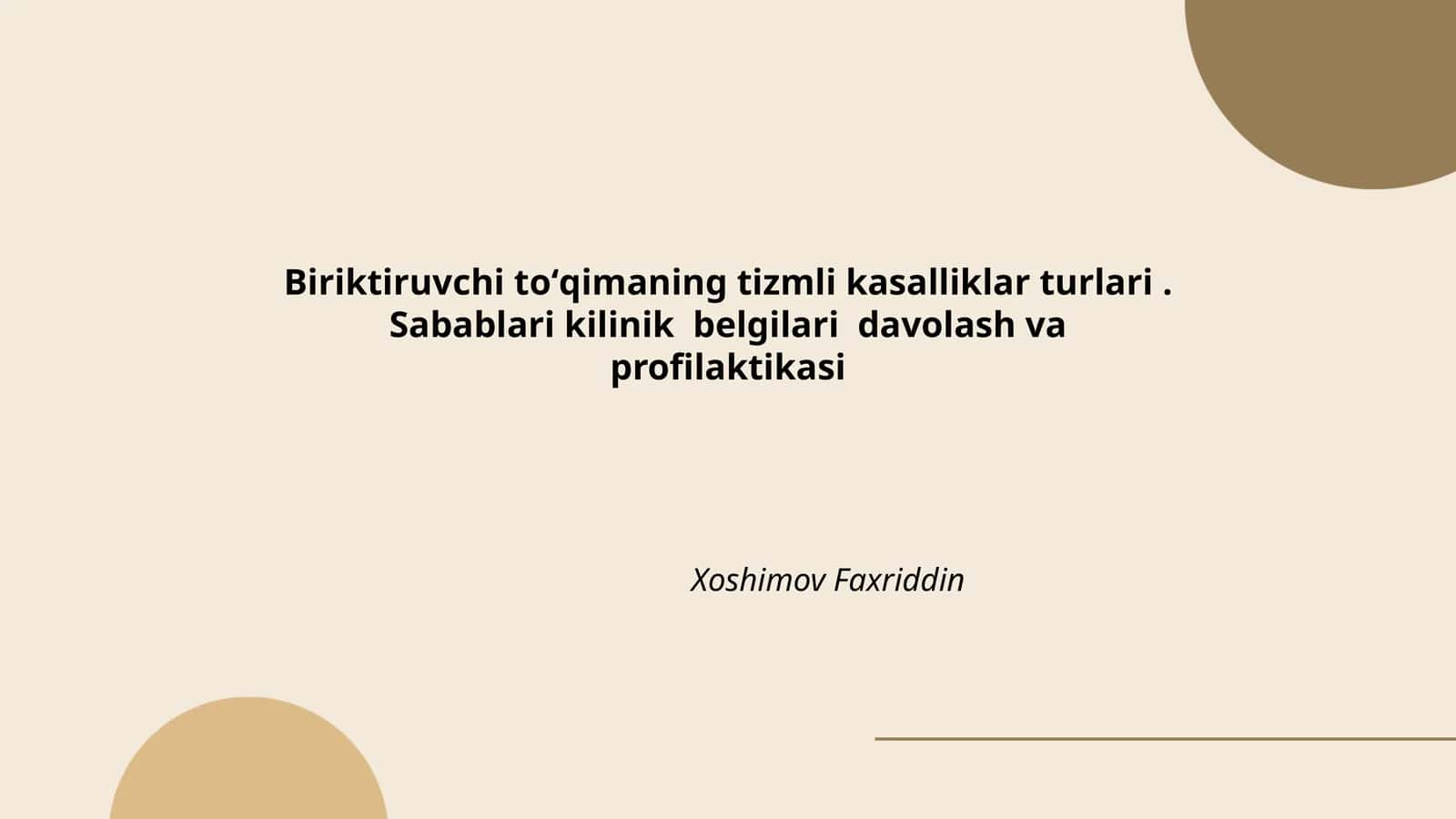 Biriktiruvchi to'qimaning tizmli kasalliklar turlari