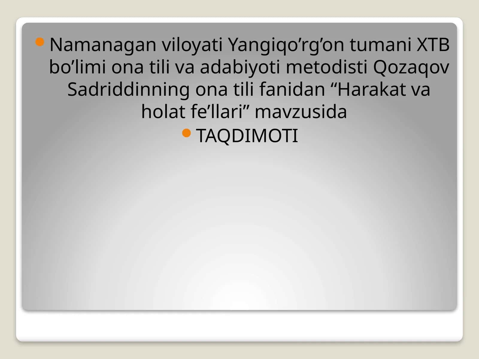 Harakat va holat fe’llari