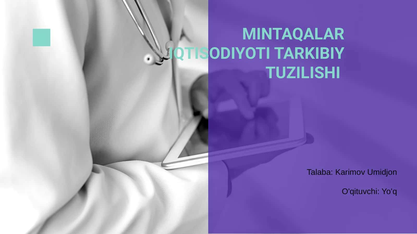 Mintaqalar Iqtisodiyoti Tuzilishi