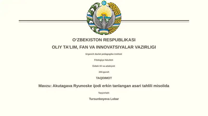 Akutagava Ryunoske asari tahlili