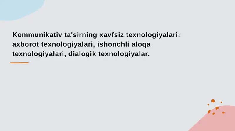 Kommunikativ ta'sirning xavfsiz texnologiyalari