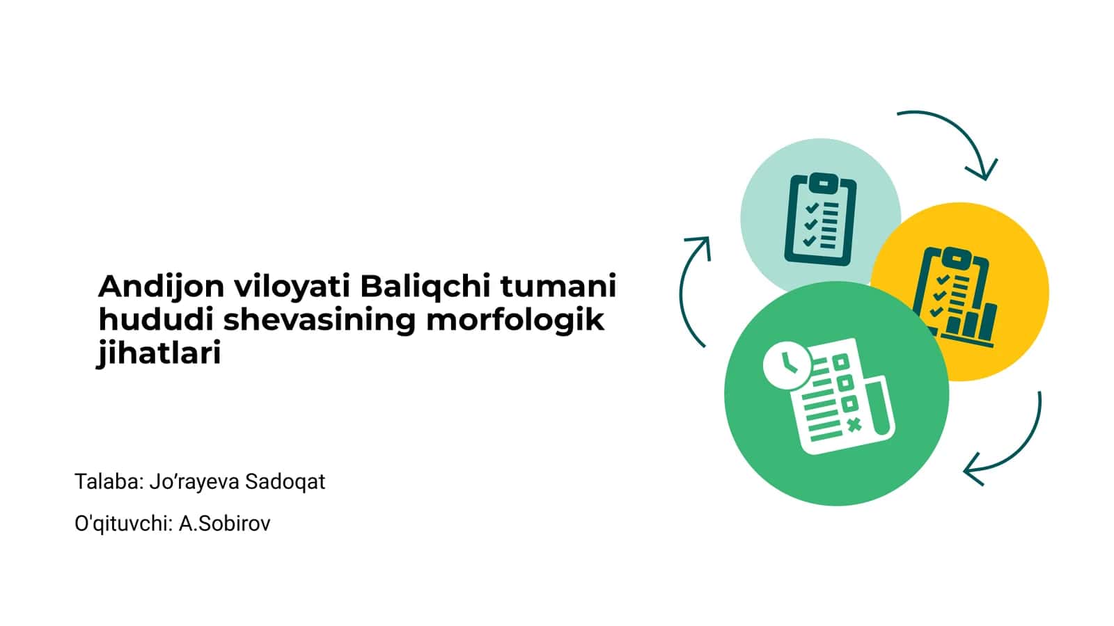 Baliqchi tumani hududi shevasining morfologik jihatlari