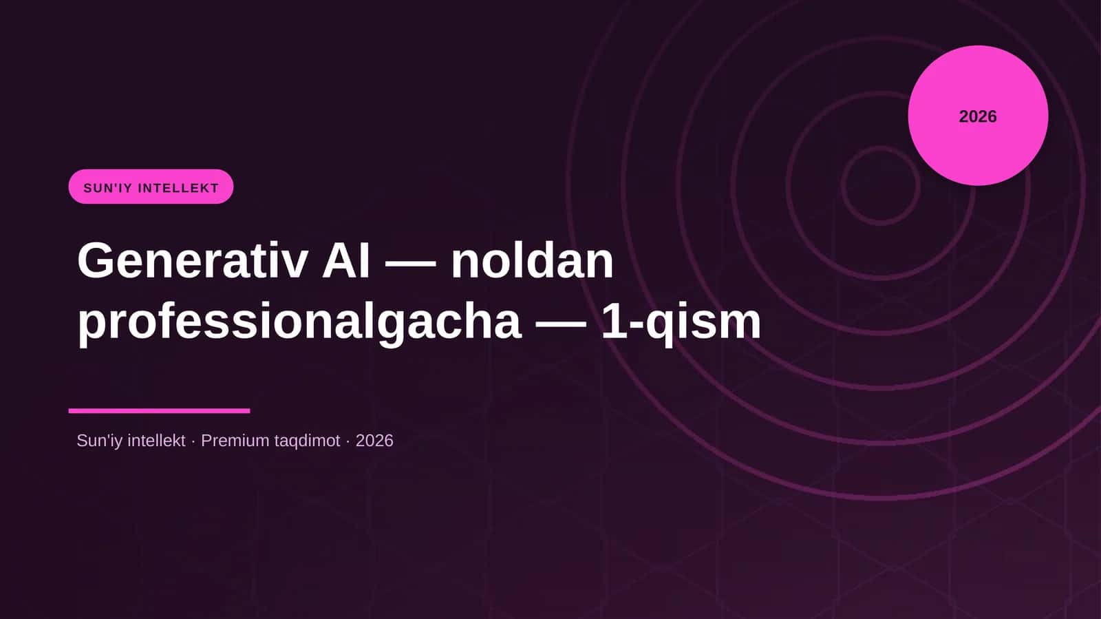 Generativ AI — noldan professionalgacha — 1-qism