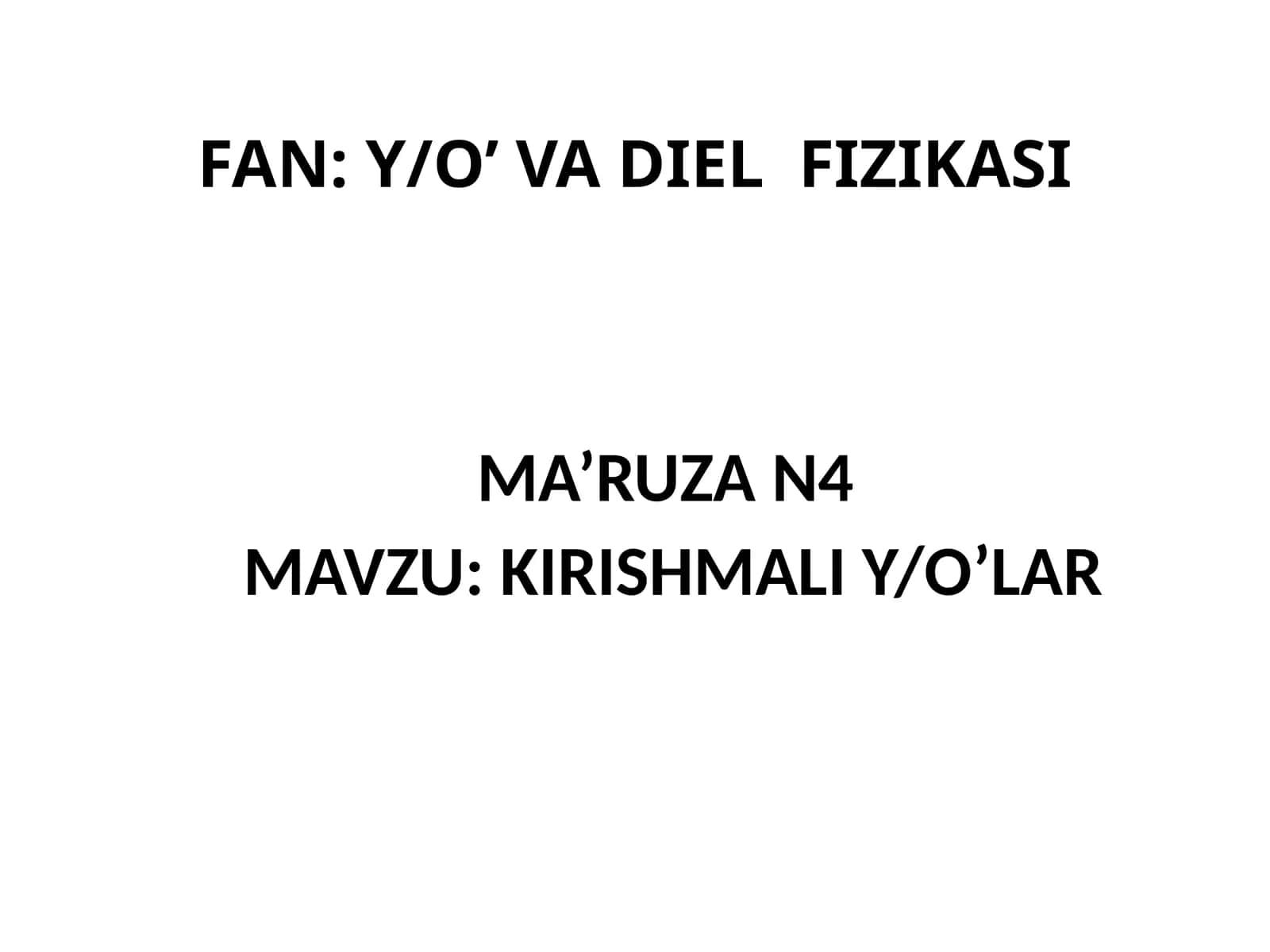 KIRISHMALI Y/O’LAR