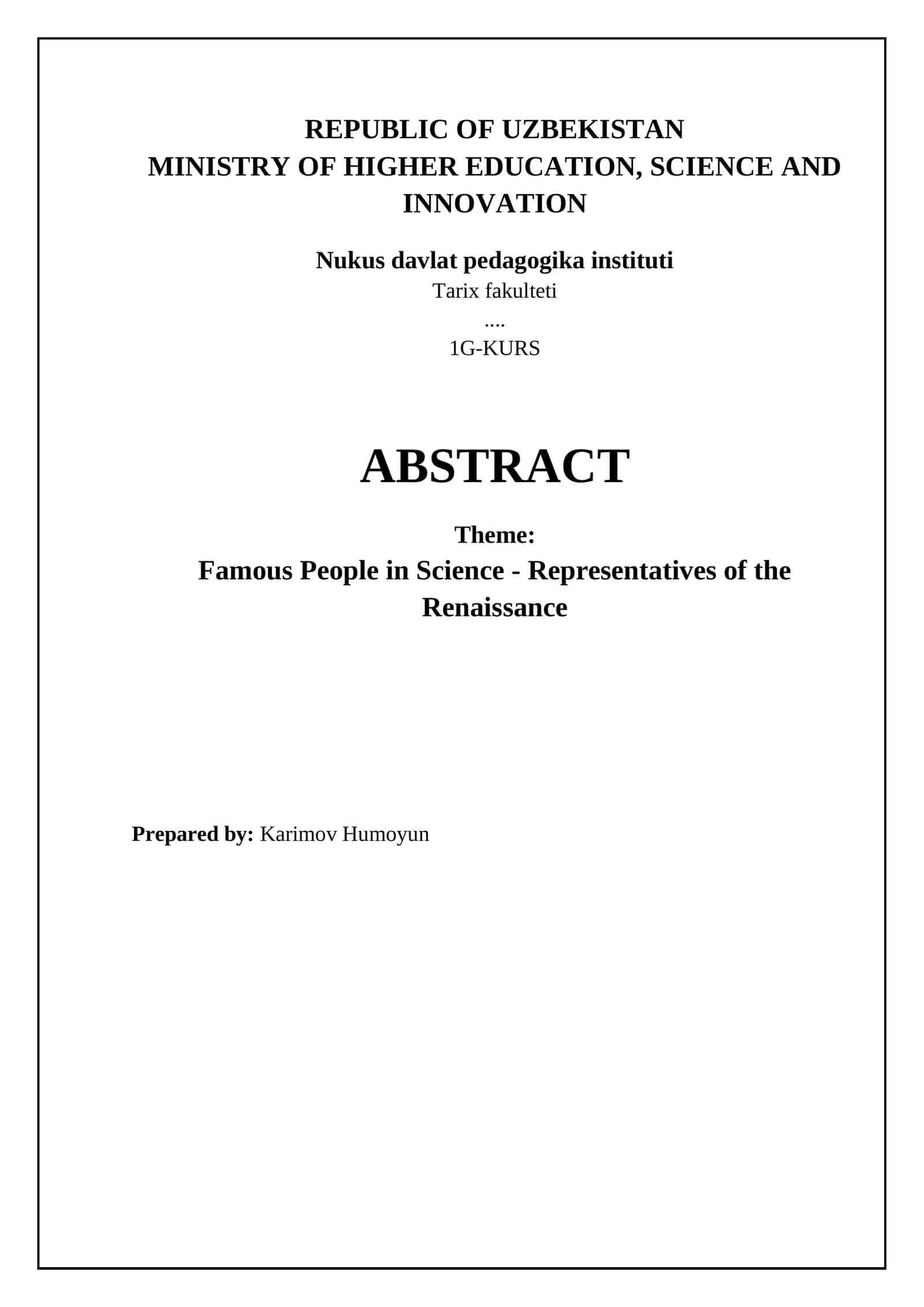 Famous People in Science - Representatives of the Renaissance