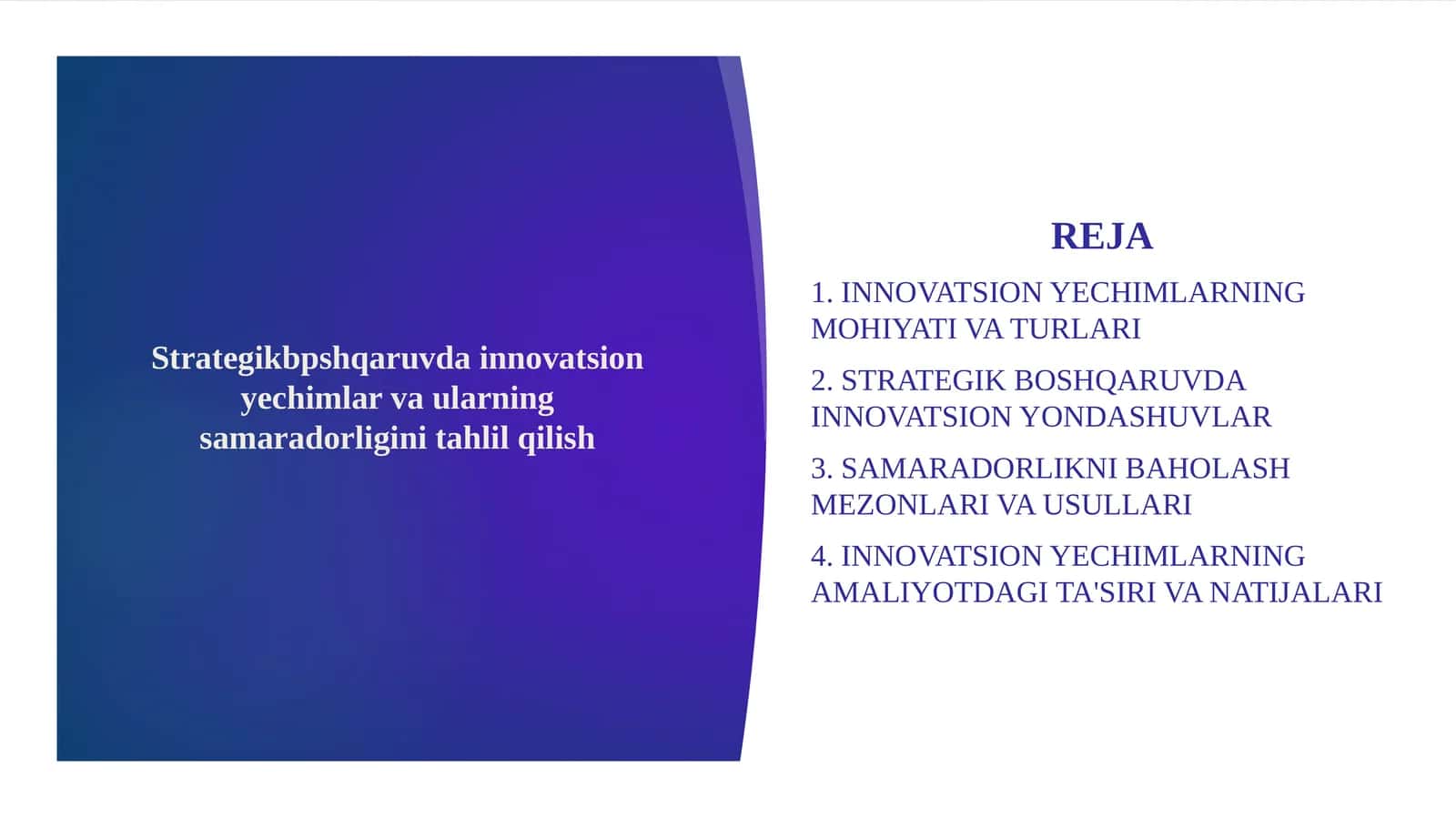 Strategikbpshqaruvda innovatsion yechimlar va ular