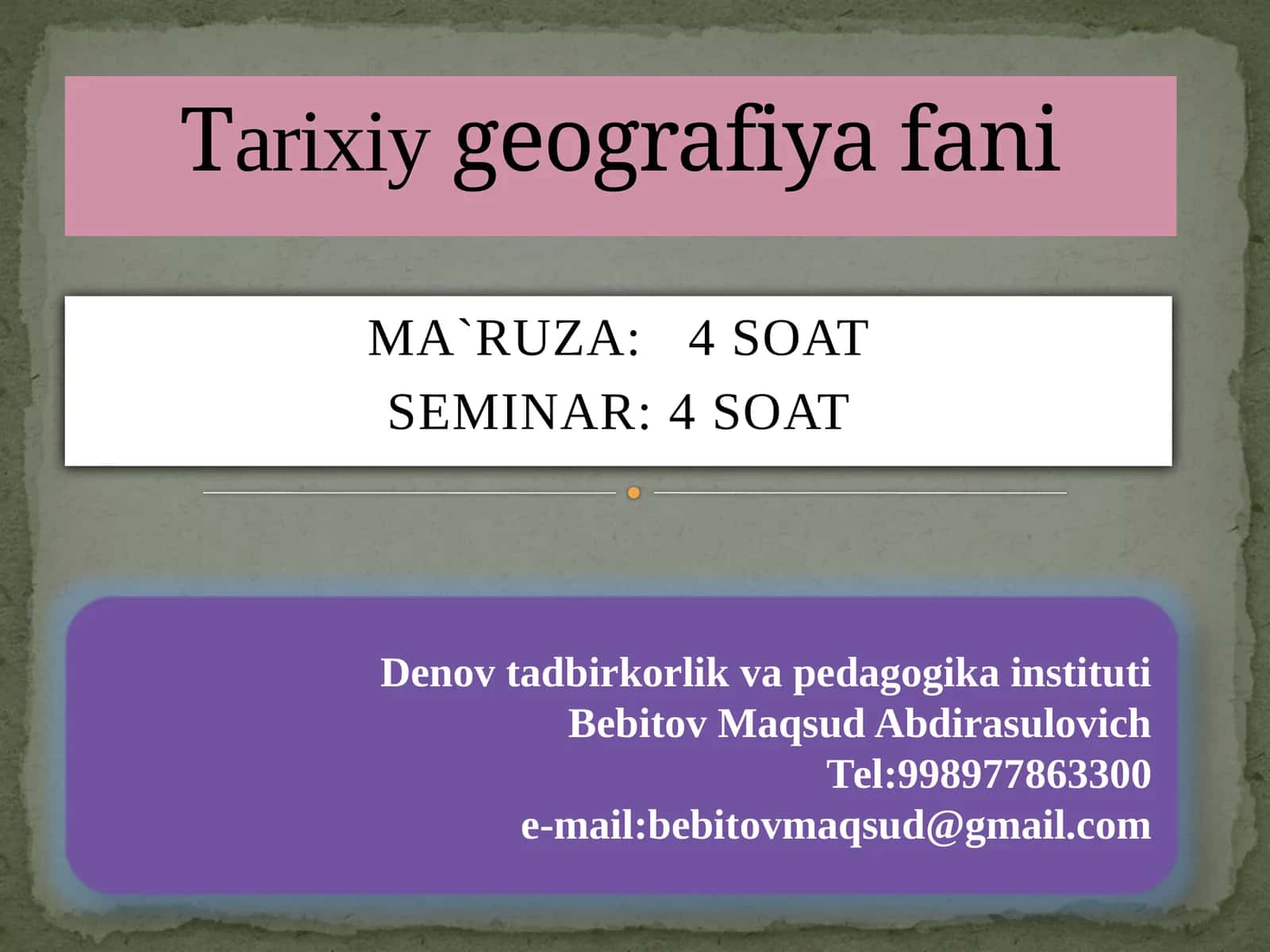 MA`RUZA:4SOAT