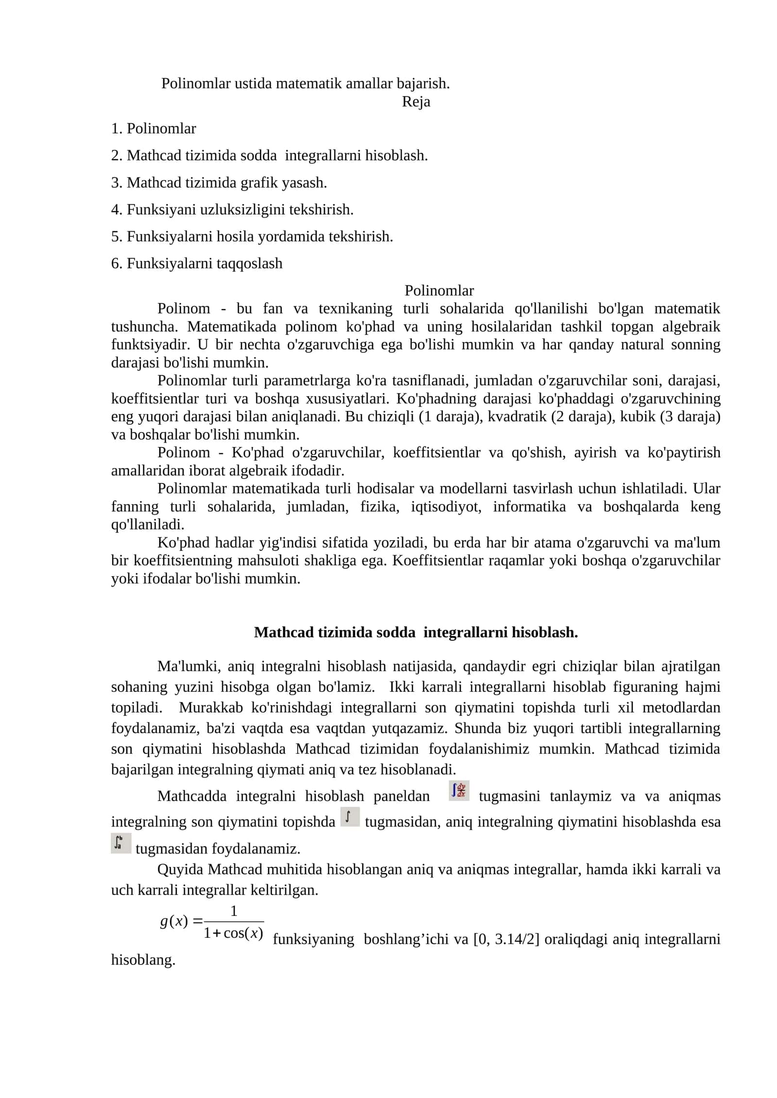 Polinomlar ustida matematik amallar bajarish