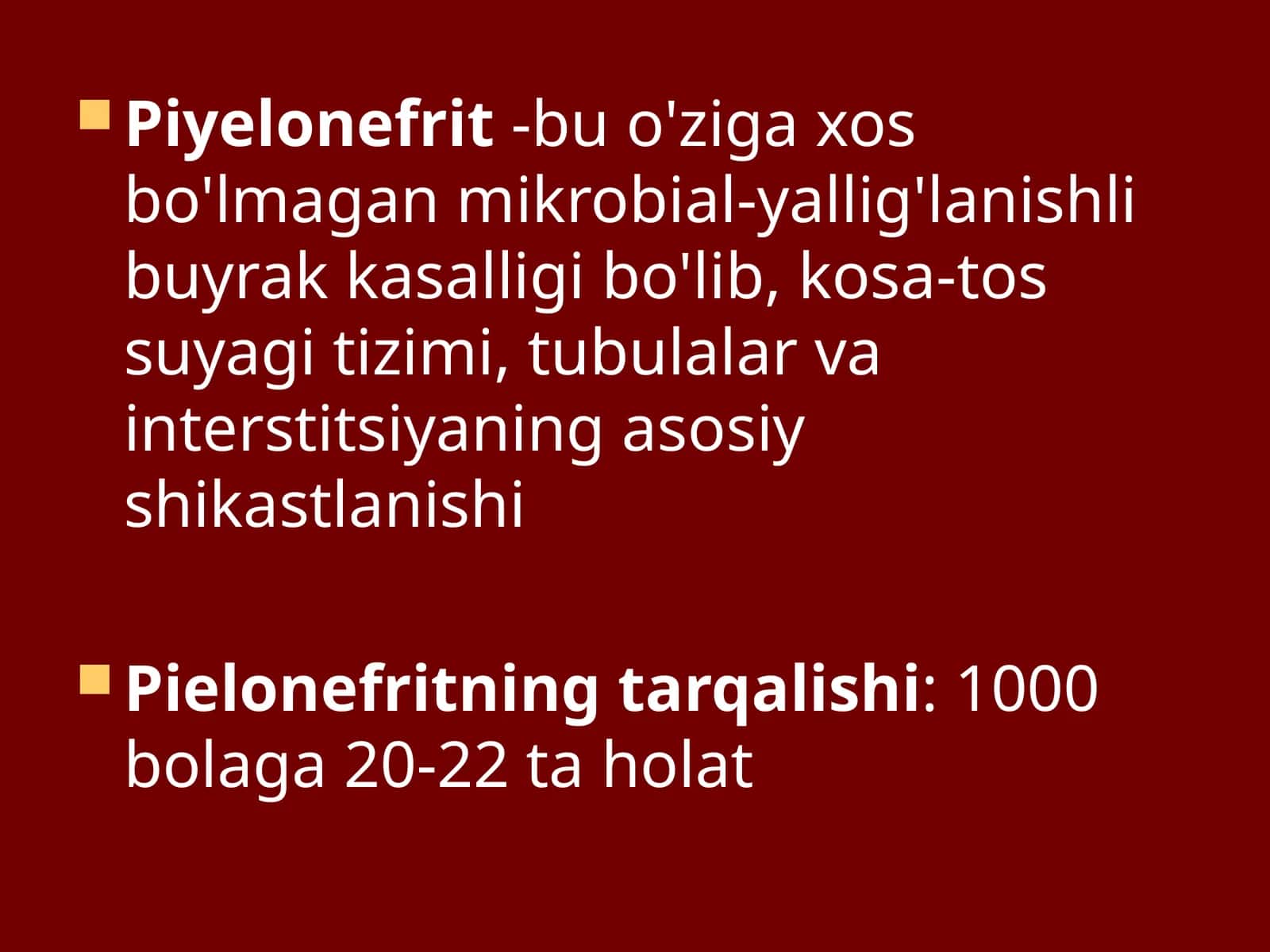 Piyelonefrit mavzusi