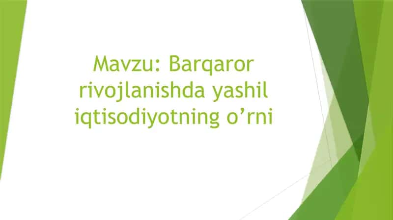 Barqaror rivojlanish haqida batafsil