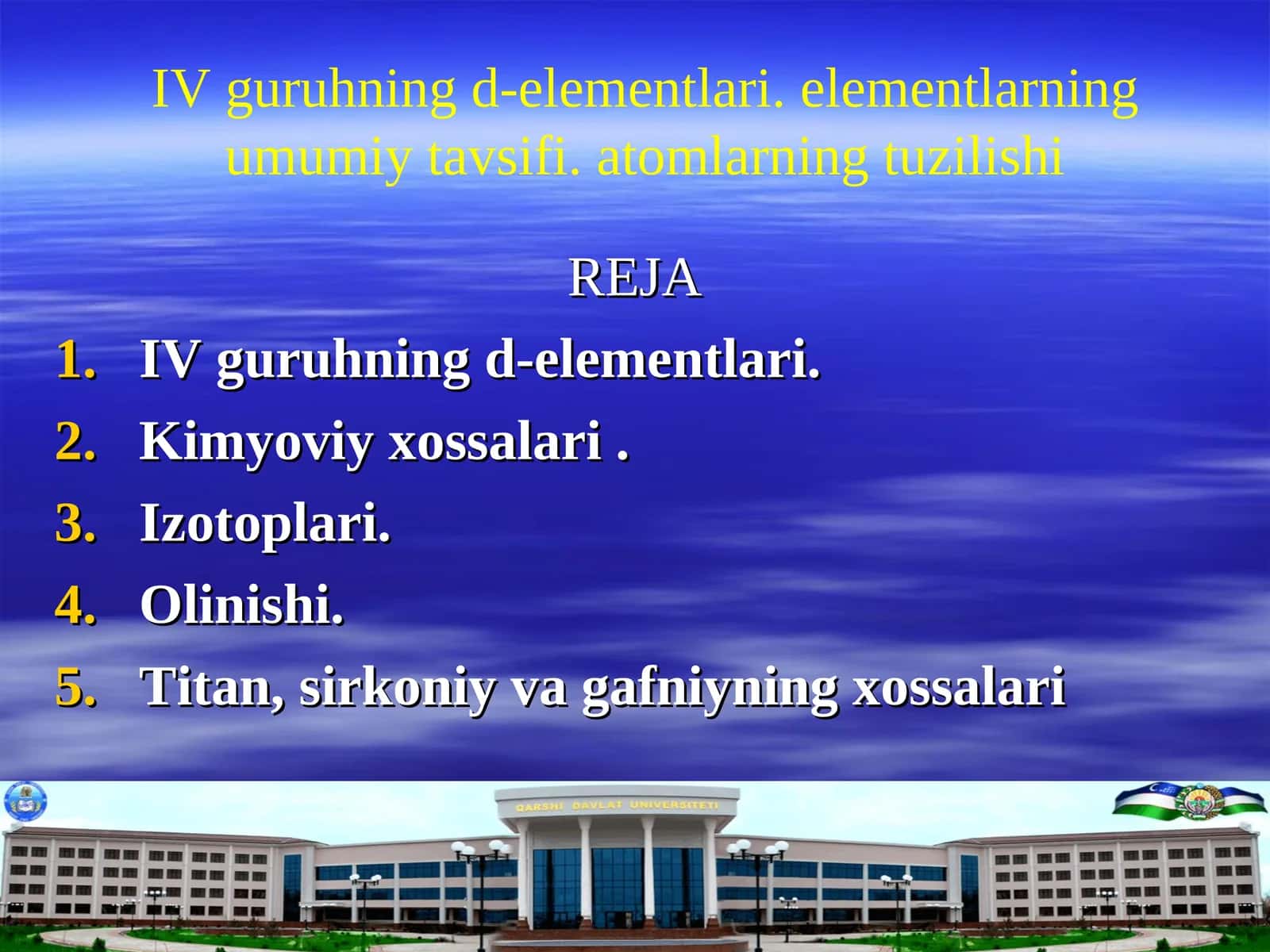 IV guruhning d-elementlari
