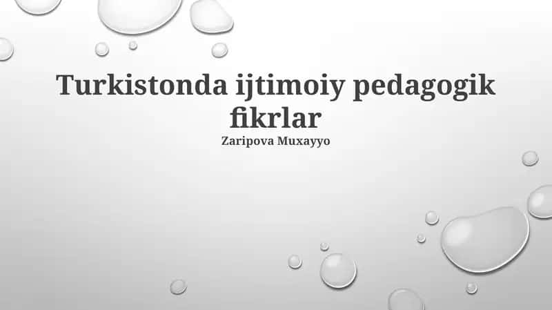Turkistonda ijtimoiy pedagogik fikrlar