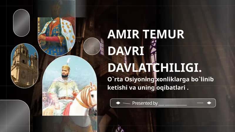 AMIR TEMUR DAVRI DAVLATCHILIGI. O`rta Osiyoning xonliklarga bo`linib ketishi va uning oqibatlari .