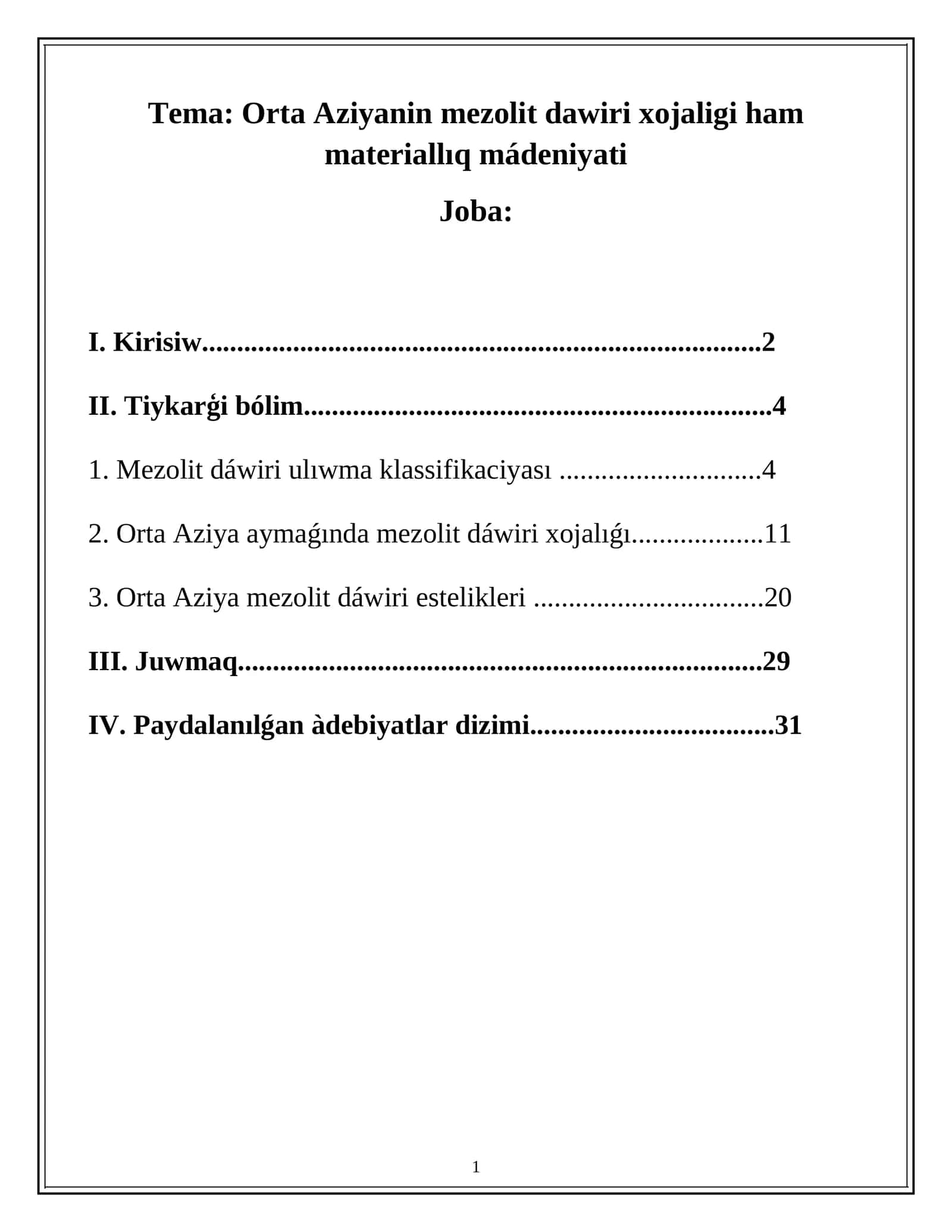 Mezolit dáwiri xojalıǵı
