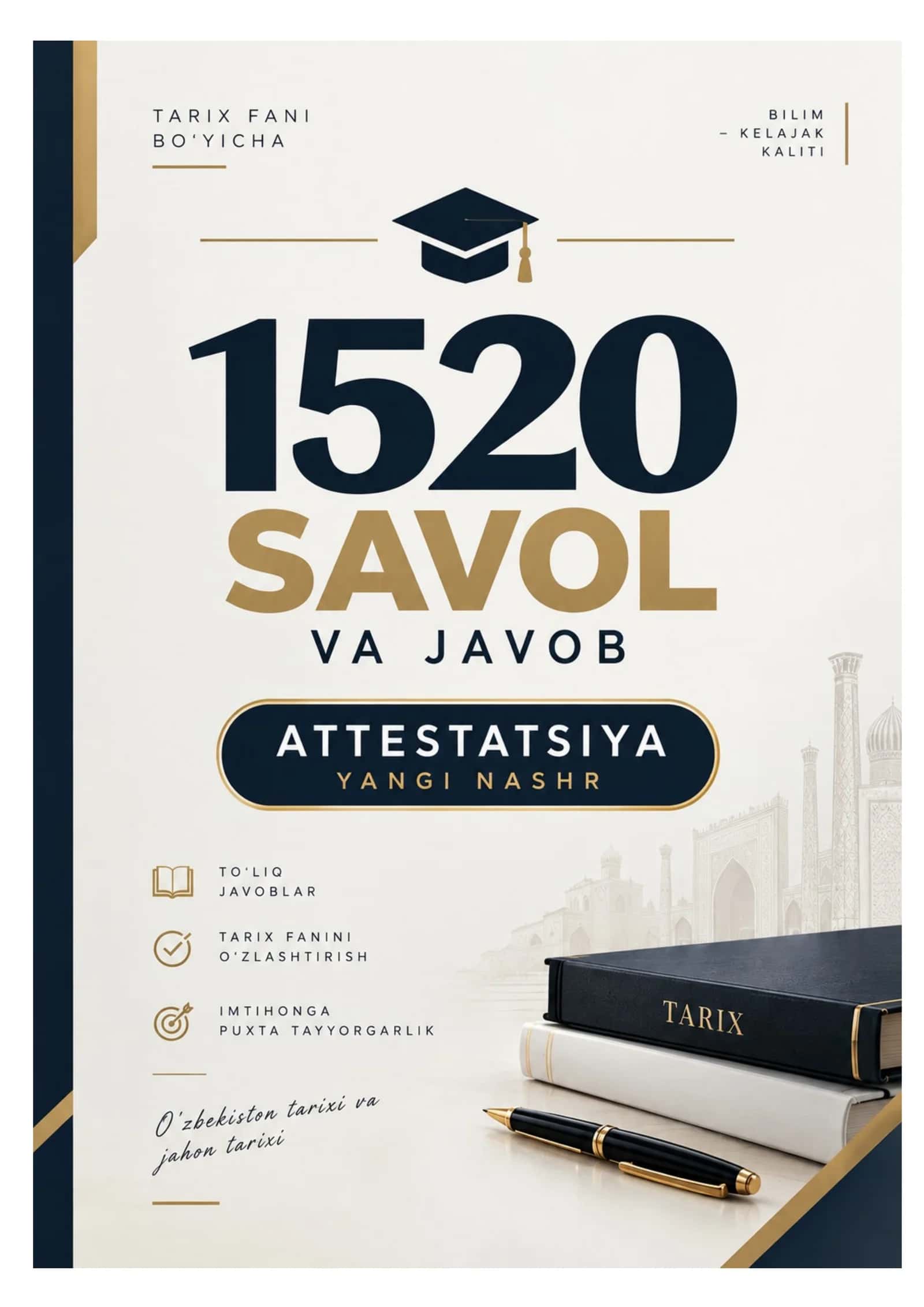 Tarix 1520 ta savol va javob test (Attestatsiya-YANGI)