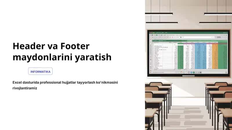 Header va Footer maydonlarini yaratish