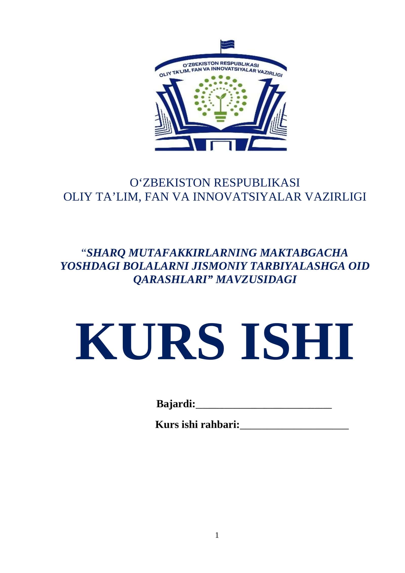 SHARQ MUTAFAKKIRLARNING MAKTABGACHA YOSHDAGI BOLALARNI JISMONIY TARBIYALASHGA OID QARASHLARI