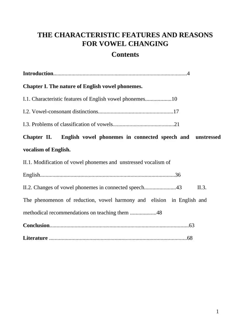 The Characteristic Features and Reasons for Vowel Changing