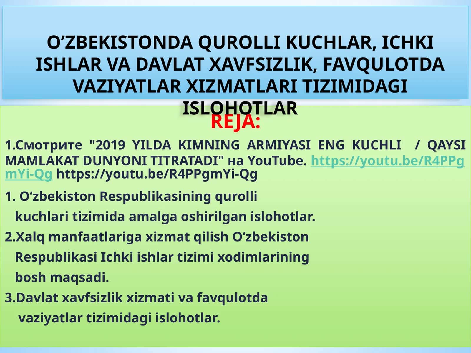 O'zbekistonning Qurolli Kuchlari tizimi