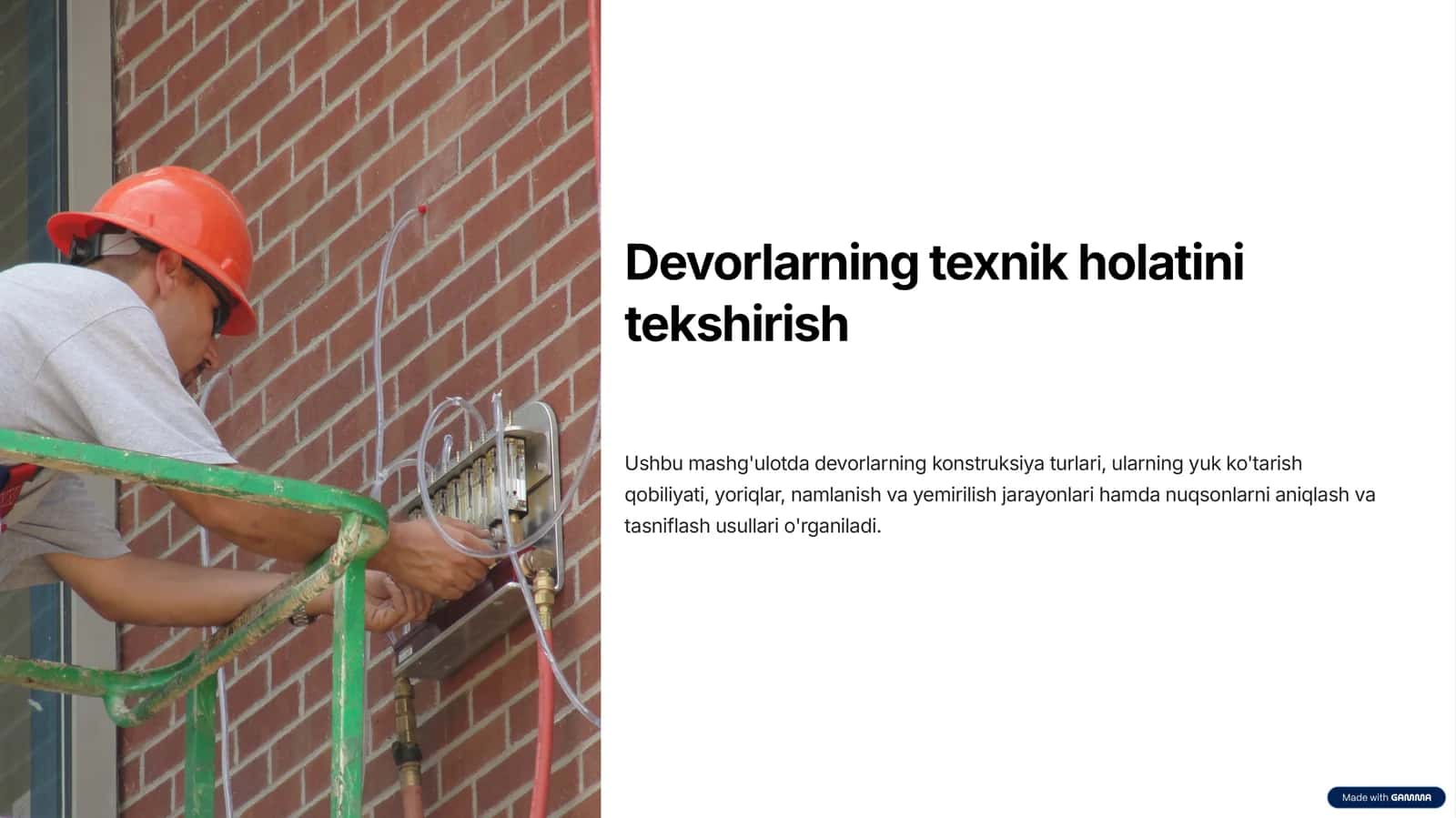 Devorlarning texnik holatini tekshirish.pptx