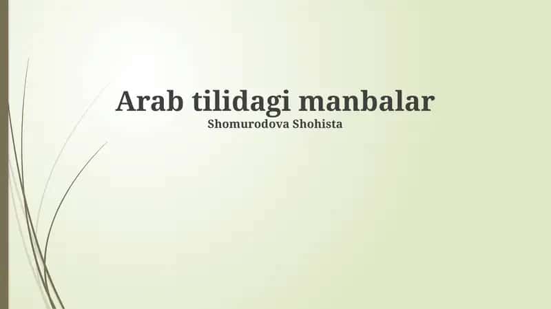 Arab tilidagi manbalar