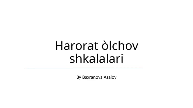 Harorat òlchov shkalalari