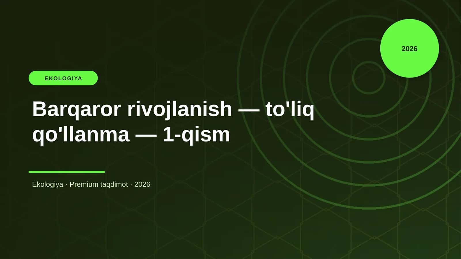 Barqaror rivojlanish — to'liq qo'llanma — 1-qism